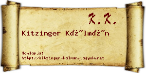 Kitzinger Kálmán névjegykártya